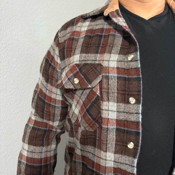 River Trade Men 100% Wool Blend ButtonDown Long Sleeves Plaid Flannel Shirt Sz L - Picture 3 of 17
